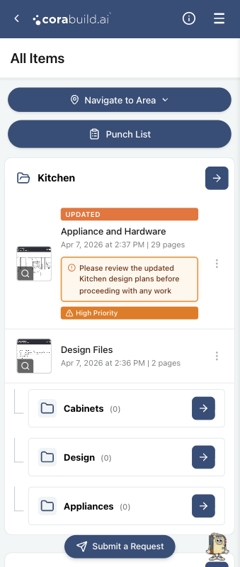 Instant access project view on mobile